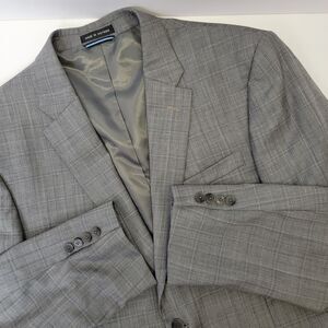 Tommy Hilfiger Mens Grey Small Glen Check Windowpane Plaid 100% Wool Blazer 42R